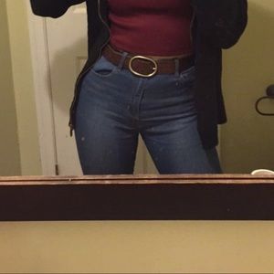 Dark wash skinny jeans
